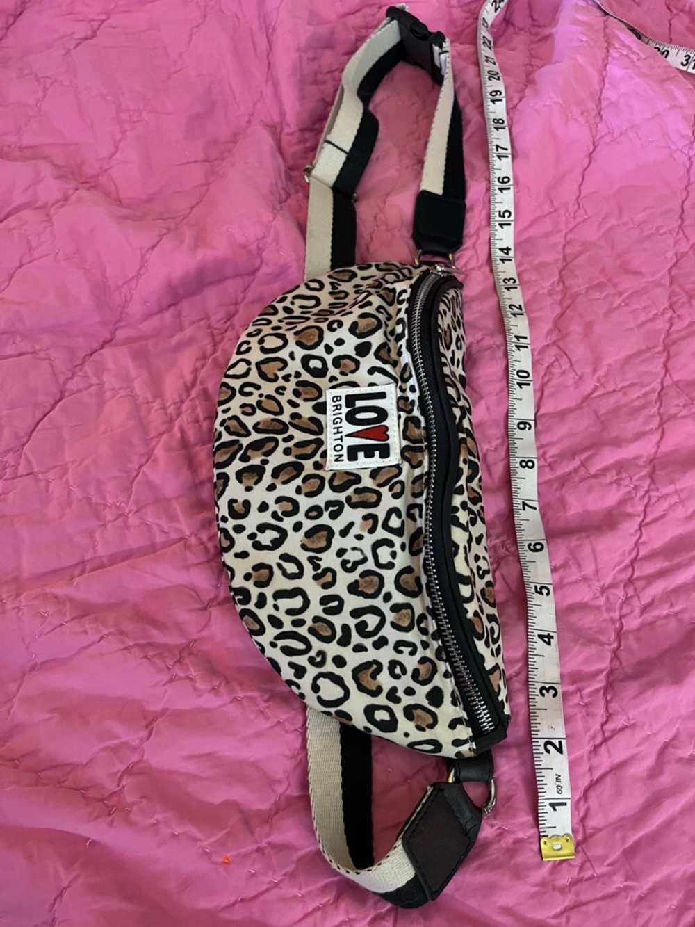 Brighton Leopard Print Crossbody /belt /sling Bag - Tan/Black